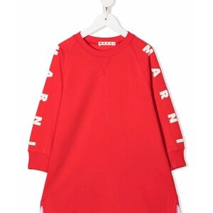 Marni Kids Red Sweatshirt with Logo Sleeves